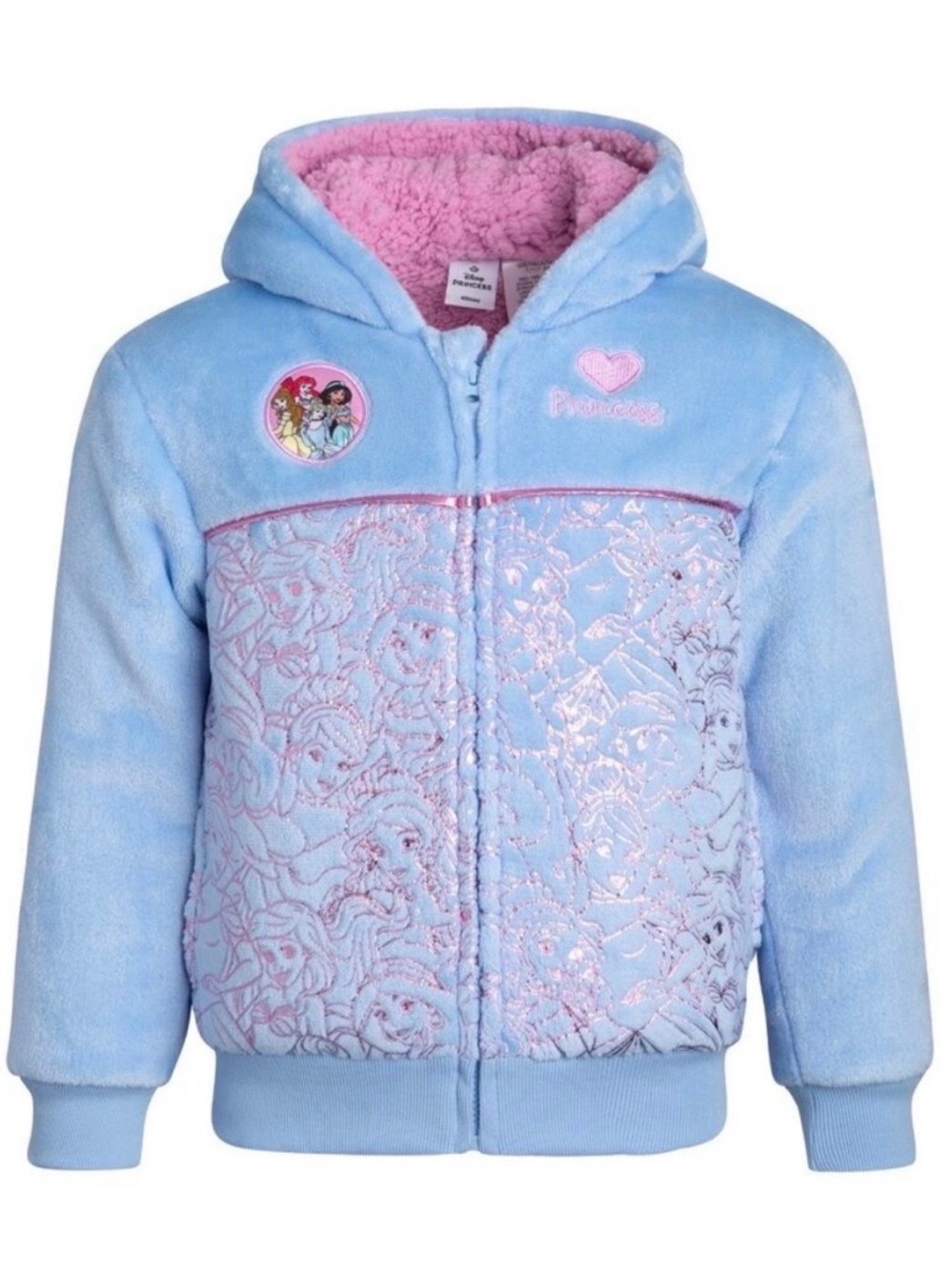 Disney Princess Plush Full Zip Hoodie 3T, 4T